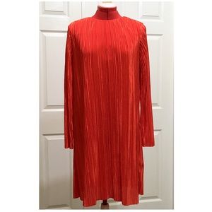 Jewel-Neckline Coral Dress